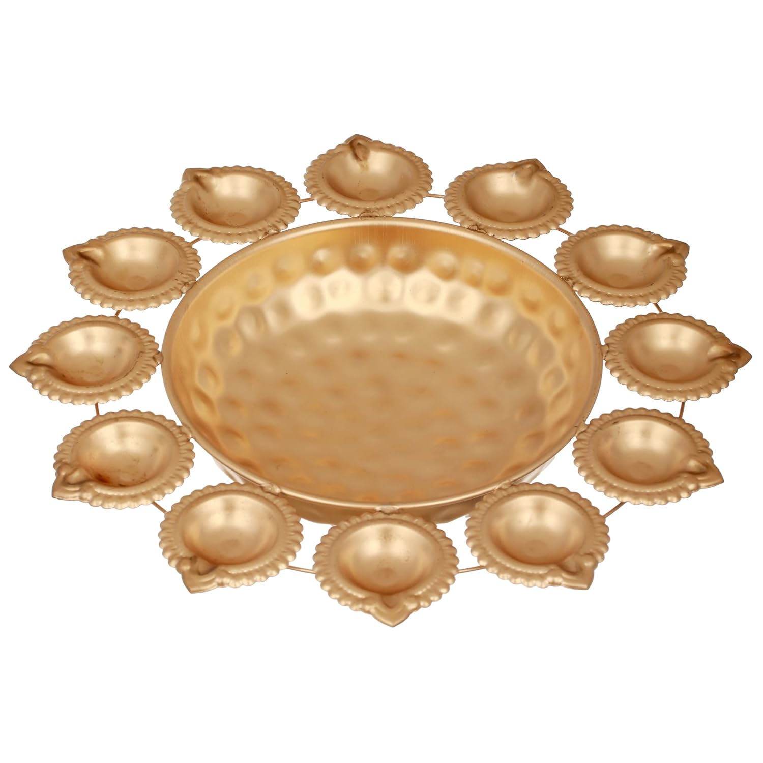 TIED RIBBONS 3 Pcs Decorative Urli Bowl for Floating Flowers Home Decor Item (Golden, Iron with Brass Finish) - Diwali Decoration Items for Home Decor Living Room Table Pooja Room Office